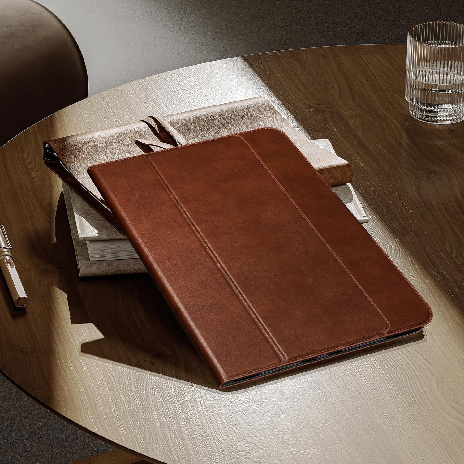 auaua Case for iPad Air 13 inch (M3/M2) 2025/2024, with Pencil Holder and Pocket, Multiple Viewing Angles, Magnetic Closure, Auto Sleep/Wake (Brown) - Image 2