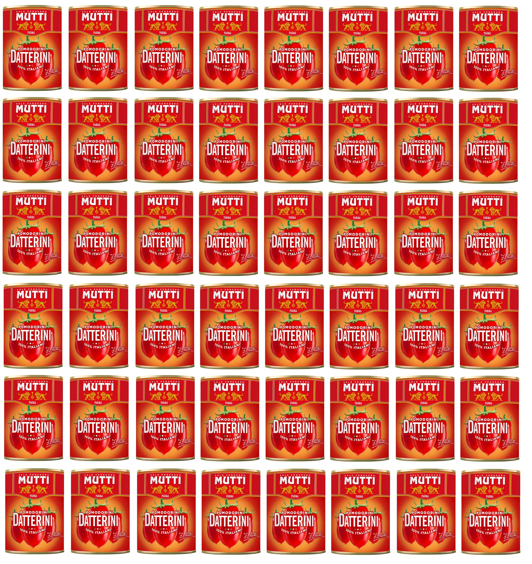 48 x Mutti Pomodorini Datterini Tomates cherry Datterini Sabor dulce forma alargada Salsa italiana Tomates 400 g lata