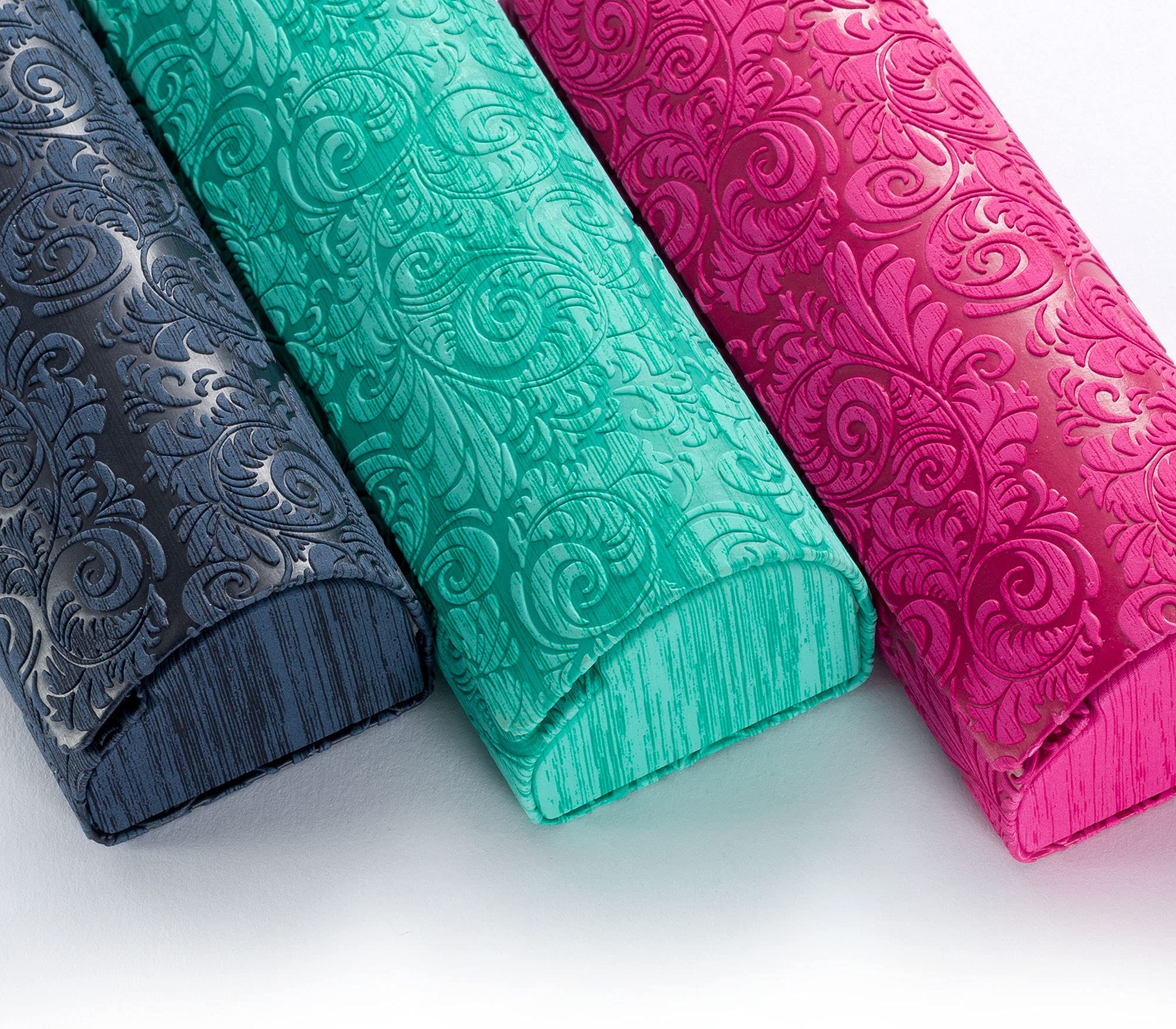 FEFI - Étui à lunettes rigide solide avec motif floral en relief., bleu nuit, M