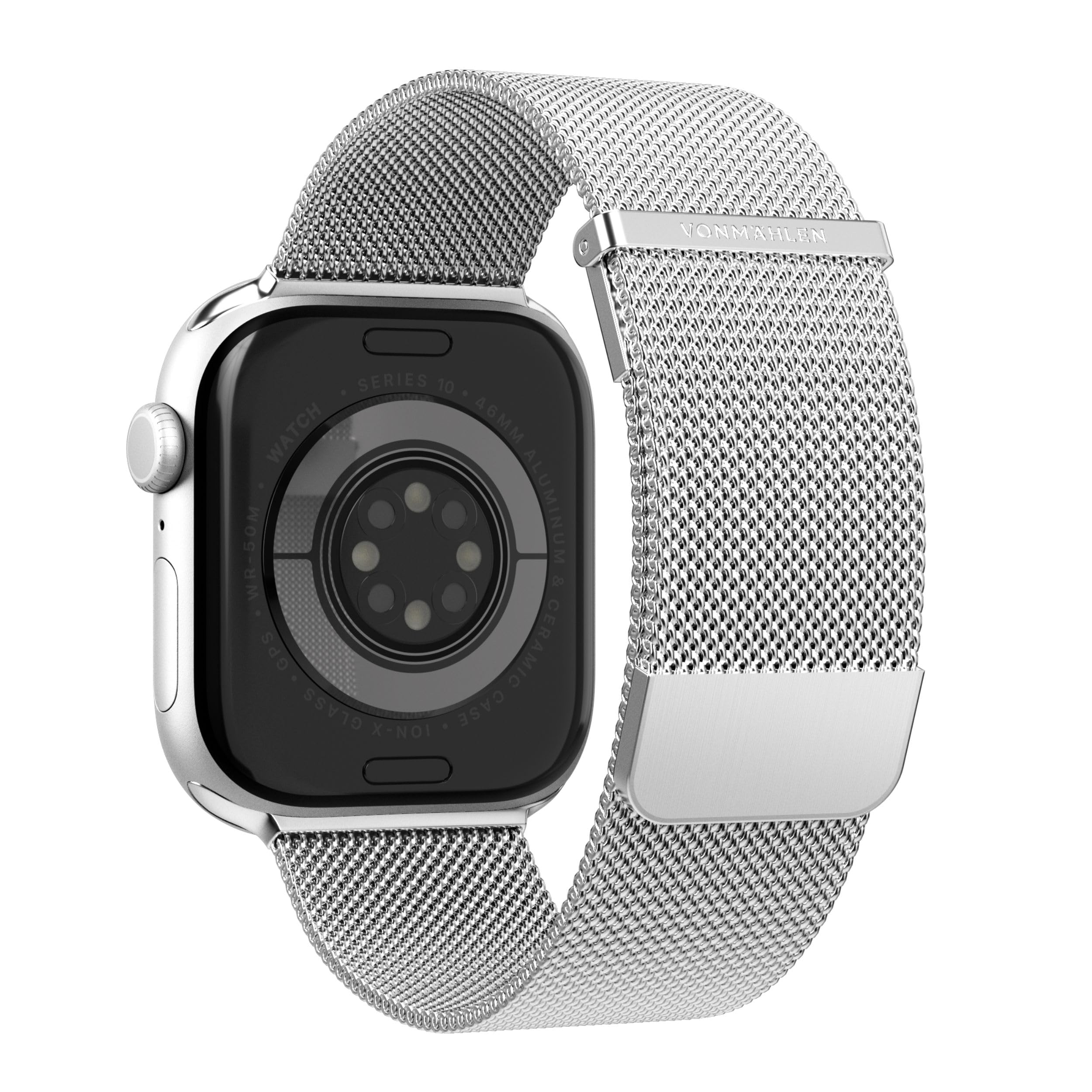VONMÄHLEN Milanese Loop 2 - Cinturino in Maglia Milanese per Apple Watch, Chiusura Magnetica, Compatibile con Apple Watch Ultra 2, Design Elegante - Argento - 44 | 45 | 46 | 49 mm