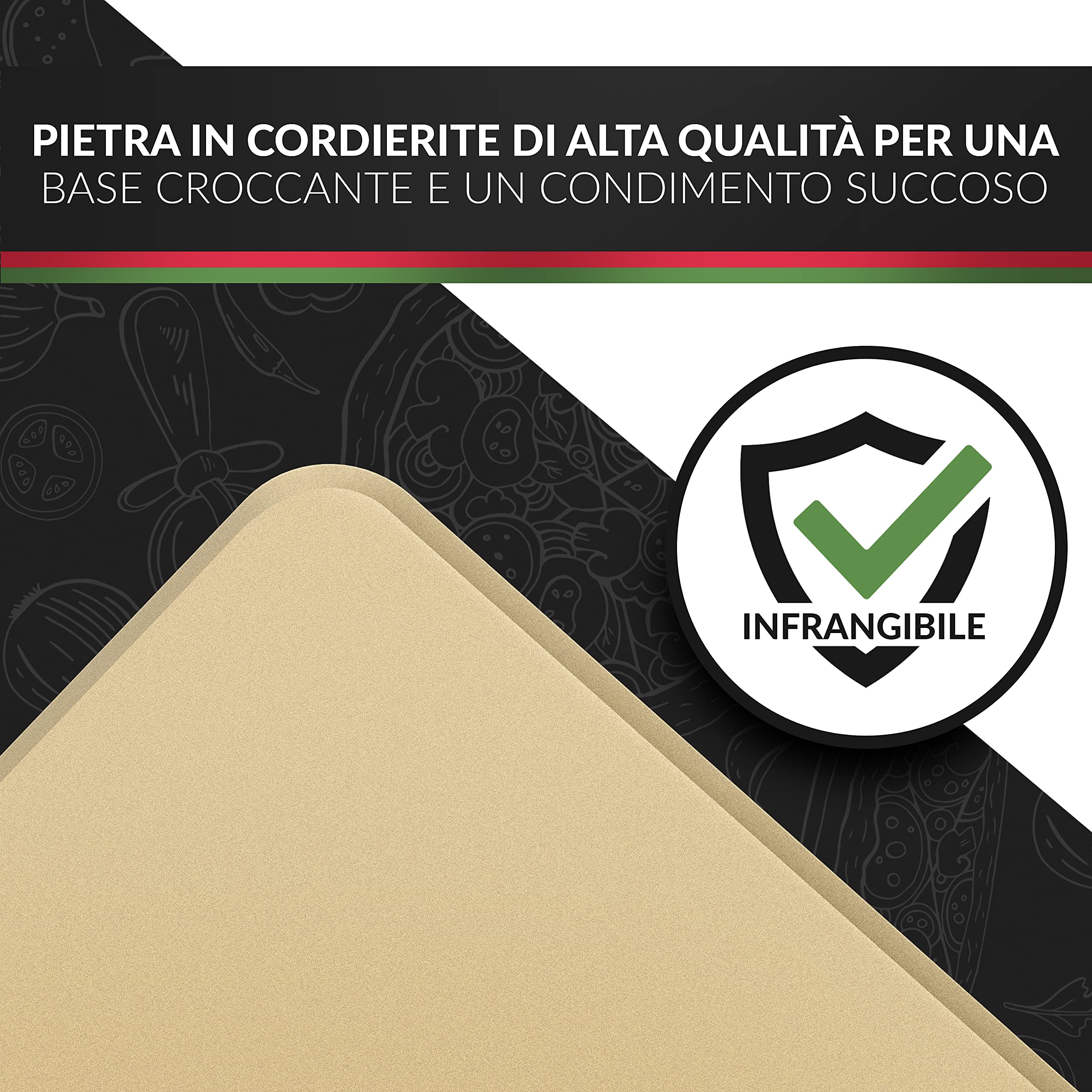 Pizza Divertimento Pietra refrattaria per forno e griglia a gas - Pietra refratteria in cordierite fino a 900 °C - Base croccante e condimento succulento