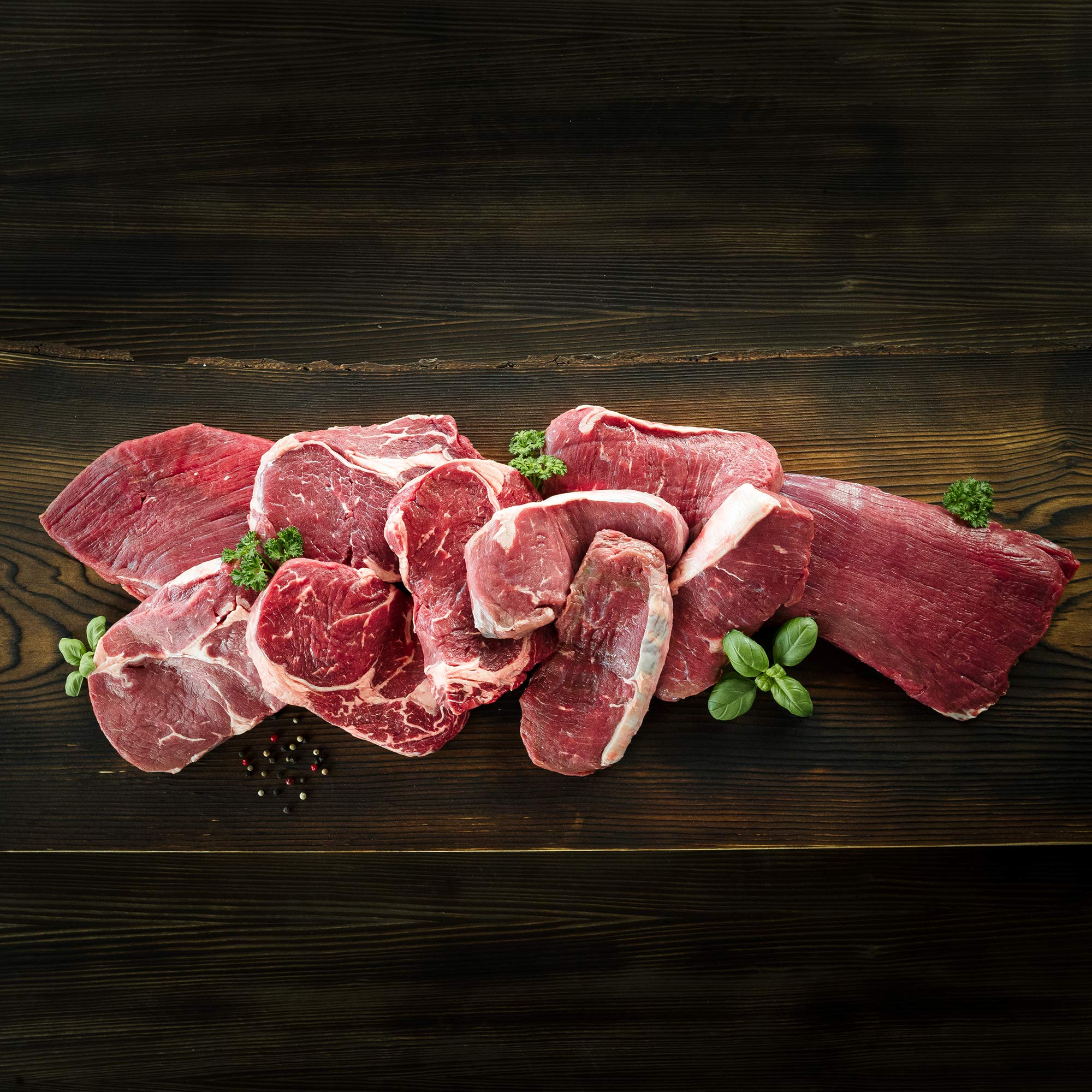 WURSTBARON® Grill Paket Deluxe für 10 Personen, inkl. Rib-Eye, Flanksteak und Roastbeef, frische Steaks aus deutscher Herkunft, Grillpaket in Premium-Qualität, 3,6 kg