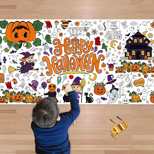 OHOME Halloween Giant Coloring Poster/Tablecloth-Halloween Crafts for Kids-30 x 72