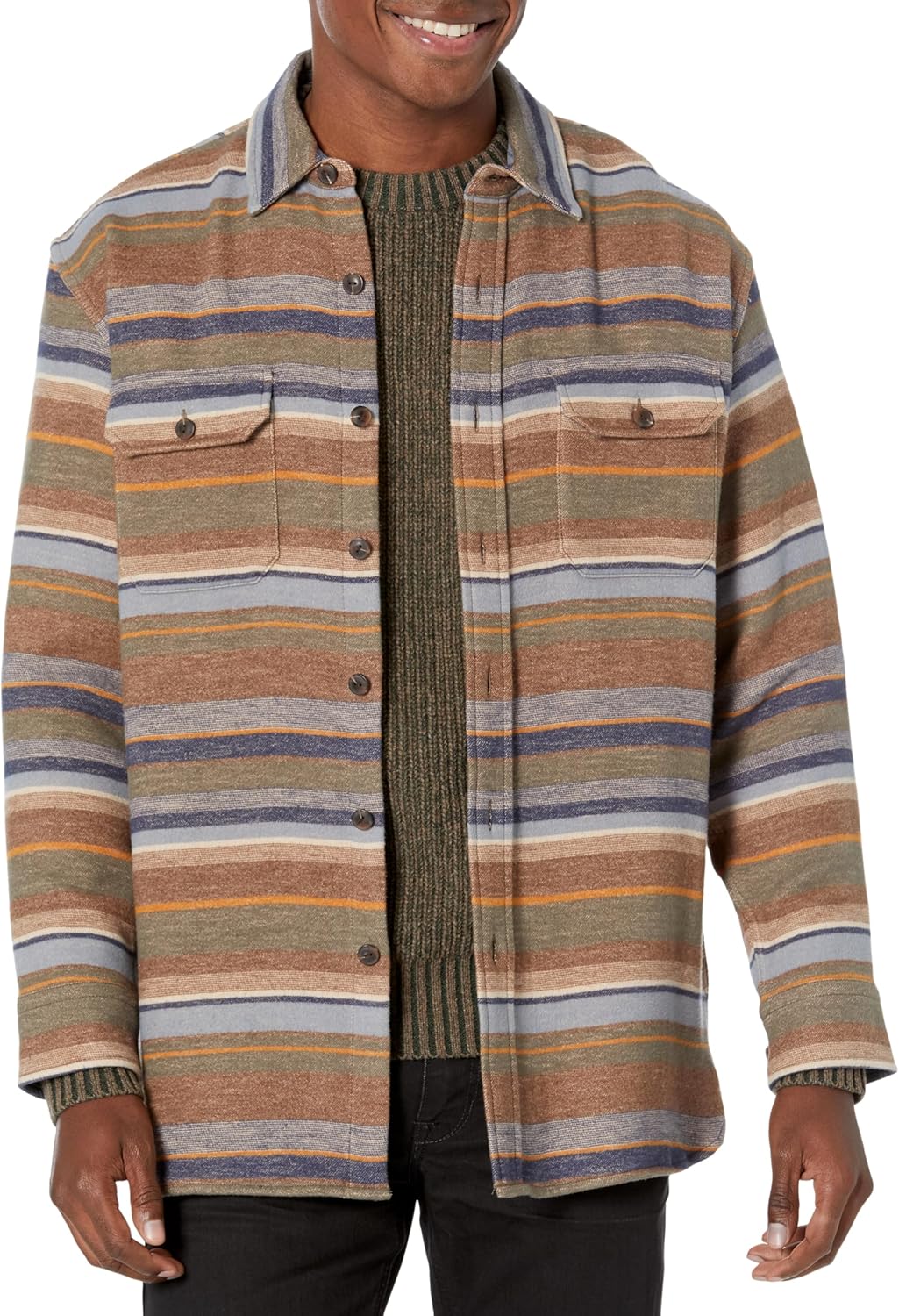 Pendleton Men's Long Sleeve Driftwood Shirt Size Large Trail Stripe