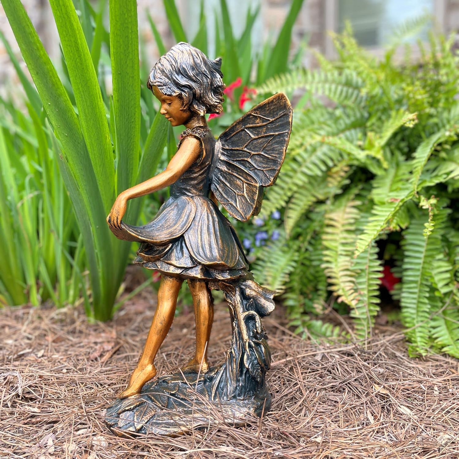 SUNGUARD Fairy Emily 17" H Angel Garden Statue in Bronze Finish Large Outdoor Figurine