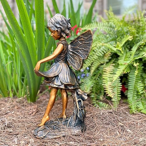 Miniatura 2 de SUNGUARD Fairy Emily - Estatua de jardín de ángel de 17 pulgadas de alto en acabado de bronce, figura grande para exteriores