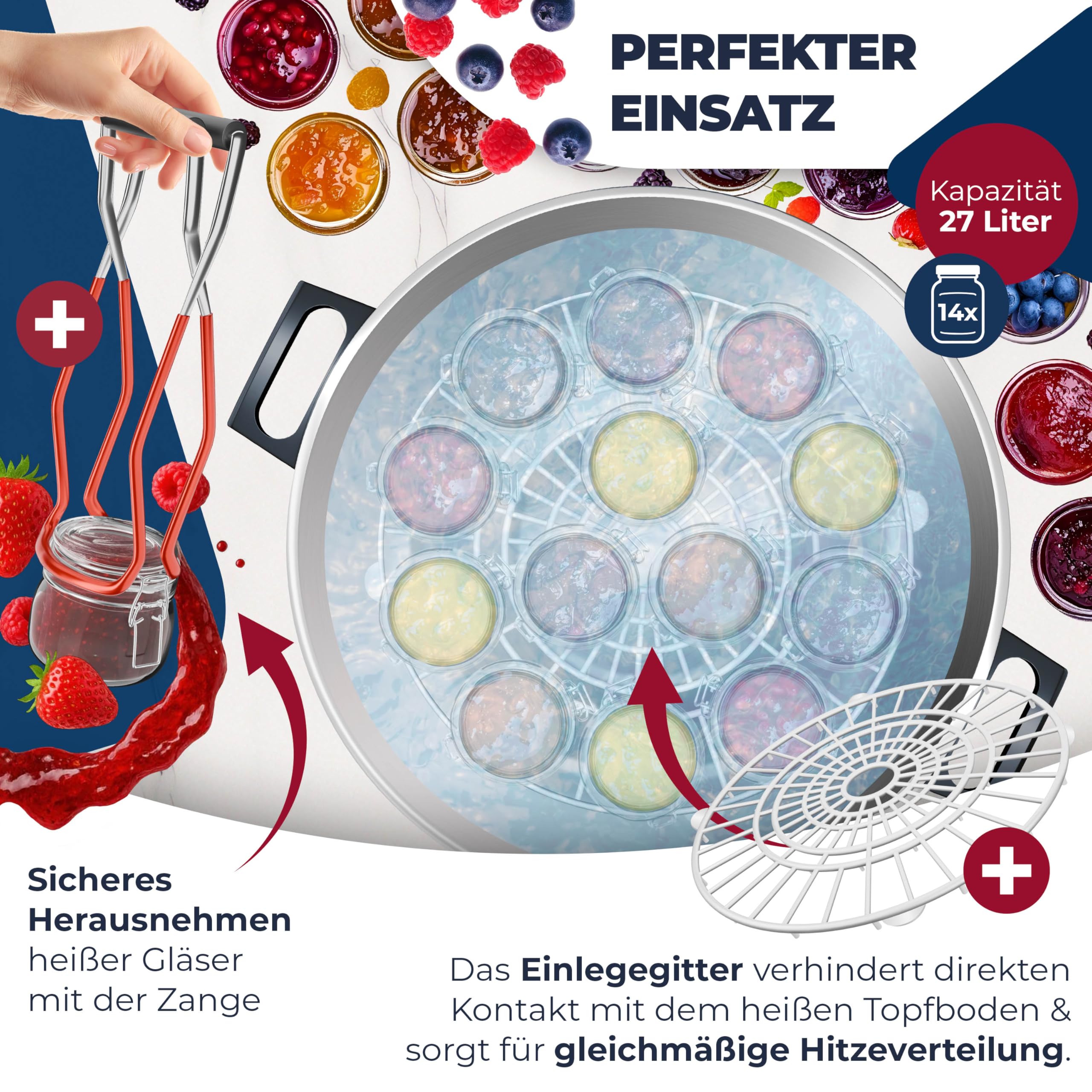 KESSER Einkochautomat 27 Liter Glühweinkocher Glühweinkessel mit Timer 2000 Watt Temperatur von 30-100°C Zeituhr bis 120 Minuten und Dauerbetrieb Abschaltautomatik Einkochvollautomat 2 Gläser & Zange