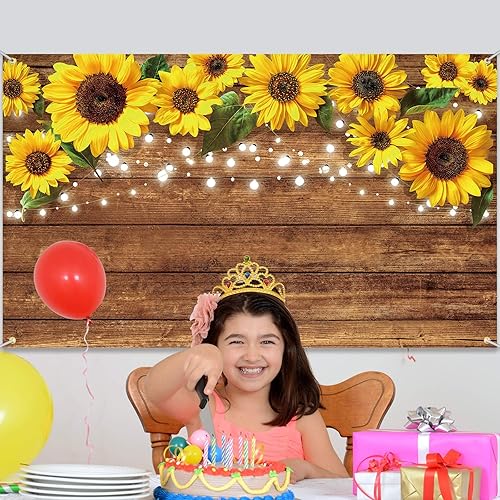 Miniatura 4 de Fondo rústico de girasoles para fotografía, fondo marrón, fondo de pared para estudio fotográfico, decoración del hogar, suministros para fiestas