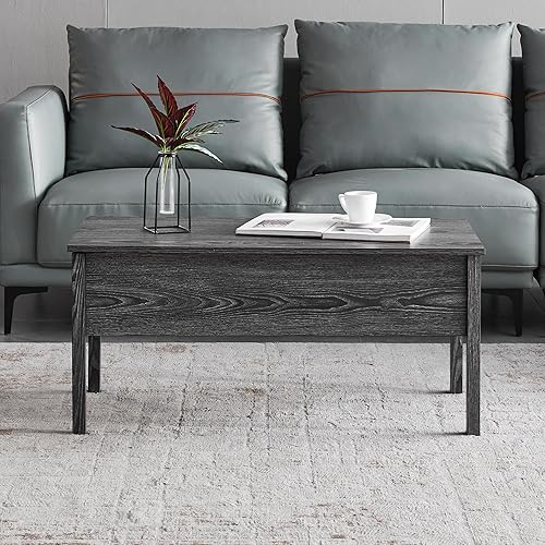 Miniatura 4 de AOCOROE Mesa de centro elevable grande para sala de estar, mesa de centro de madera con espacio de almacenamiento y escritorio elevador, la mesa