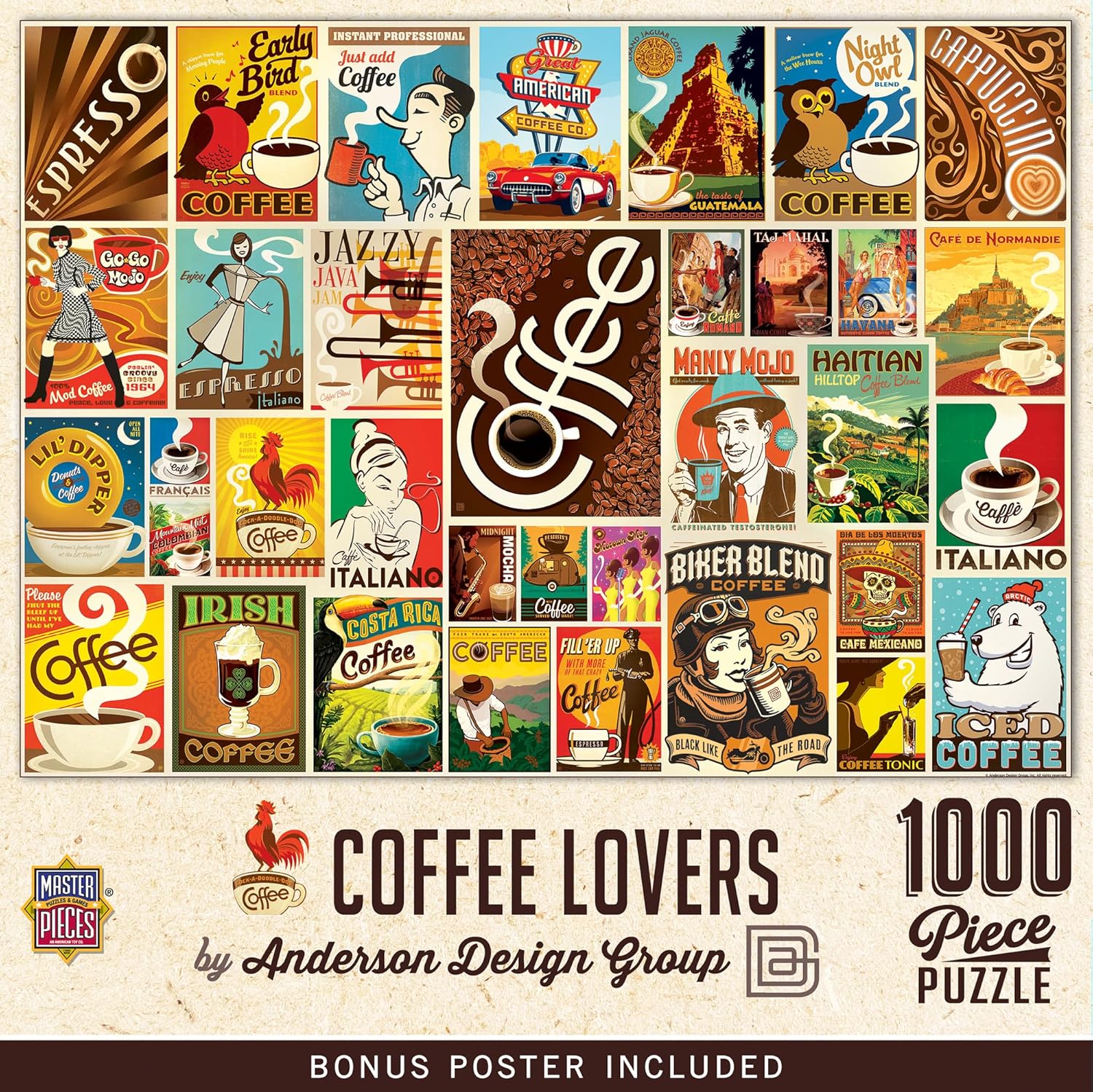 MasterPieces 1000 Piece Jigsaw Puzzle for Adults, Family, Or Youth - Coffee Lovers - 19.25"x26.75"