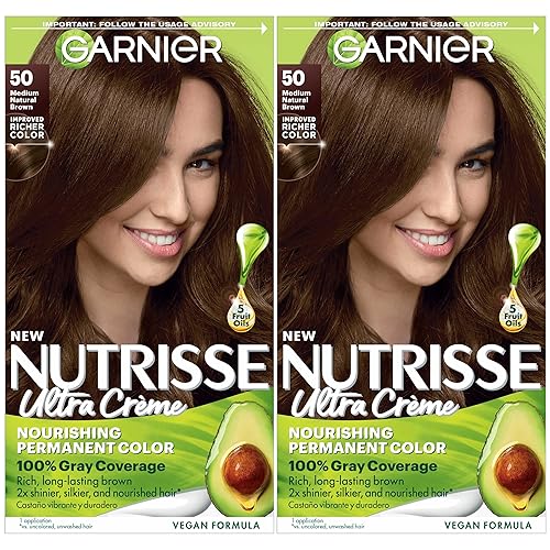 Garnier Nutrisse - Coloración en crema nutritiva para el cabello 50 color marrón natural medio trufa 2 unidades tinte para el cabello