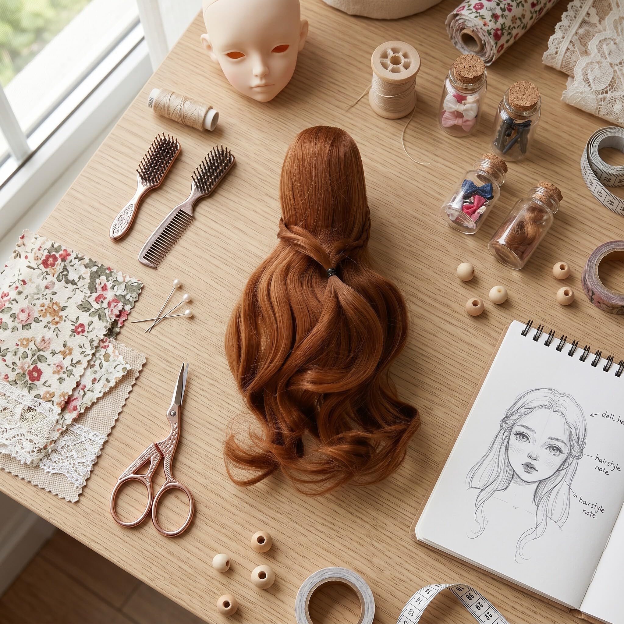 Haofy Parrucca BJD 1/3 in Fibra Ad Alta Temperatura, Capelli Ricci Spessi con Frangia Lunghezza Personalizzabile da 8 a 9 Pollici per gli Appassionati di Bambole Circonferenza della Testa Perfetta