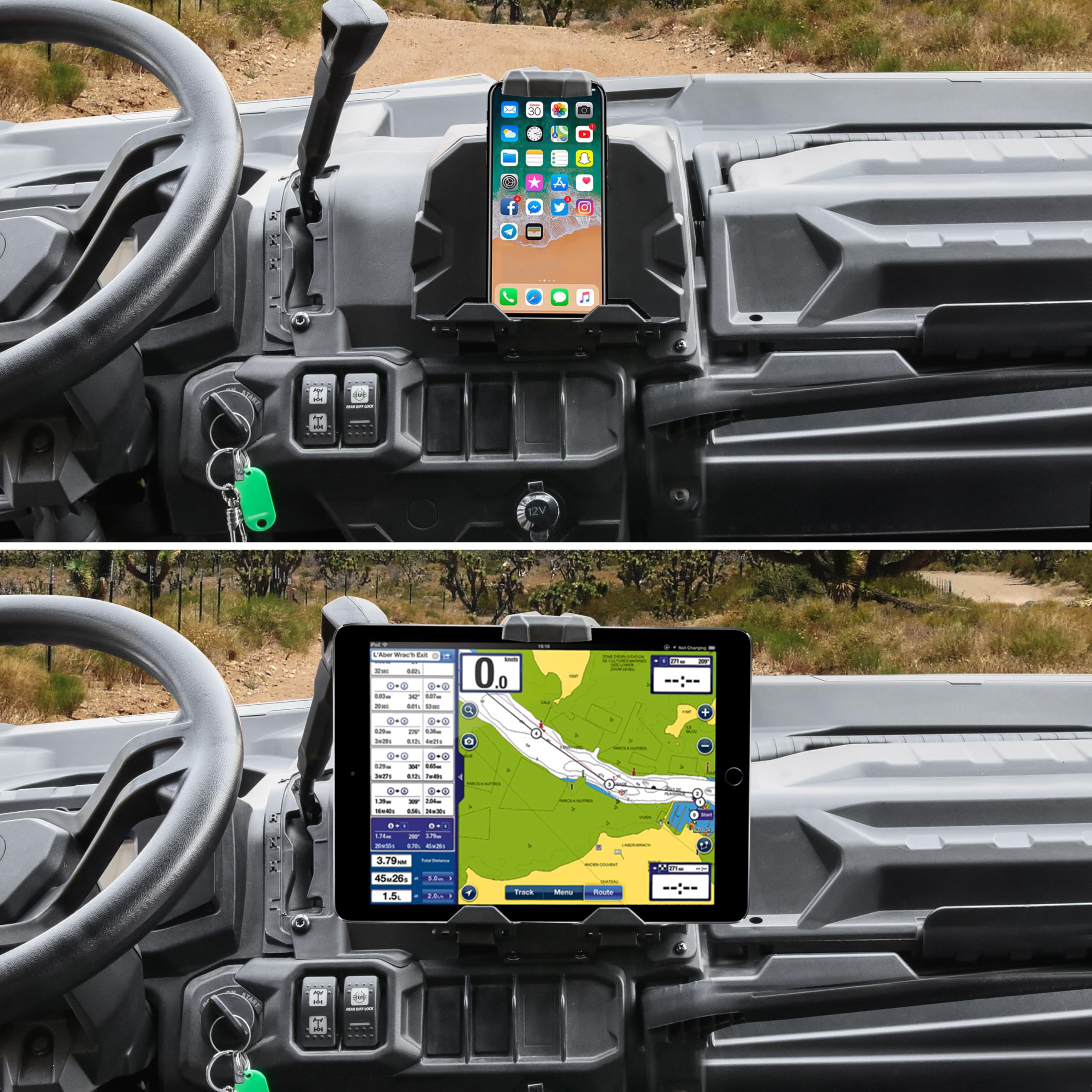 SAUTVS Tablet Phone Device Holder for Can Am Defender, Electronic Device GPS Mount Phone Tablet Holder with Extra Storage Box for Can-Am Defender HD9 MAX 2022-2025 Accessories