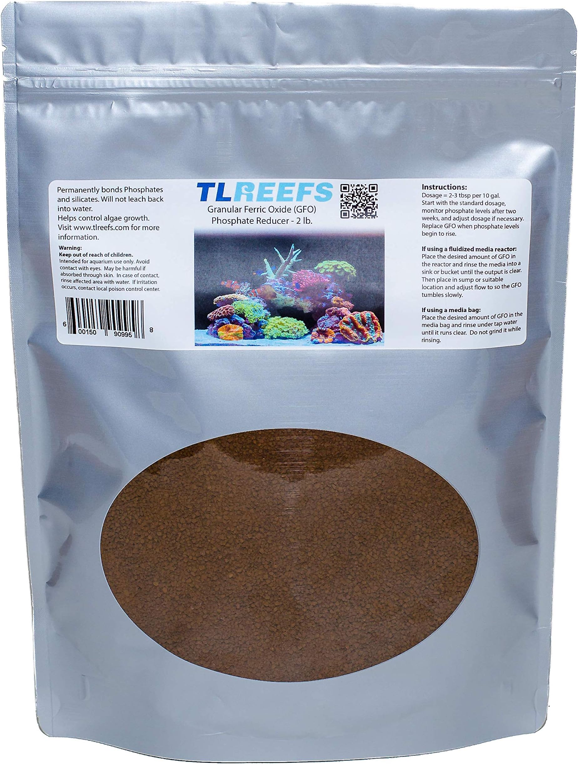 TL Reefs GFO Phosphate Remover, Granular Ferric Oxide, for Saltwater Aquariums (2lbs)