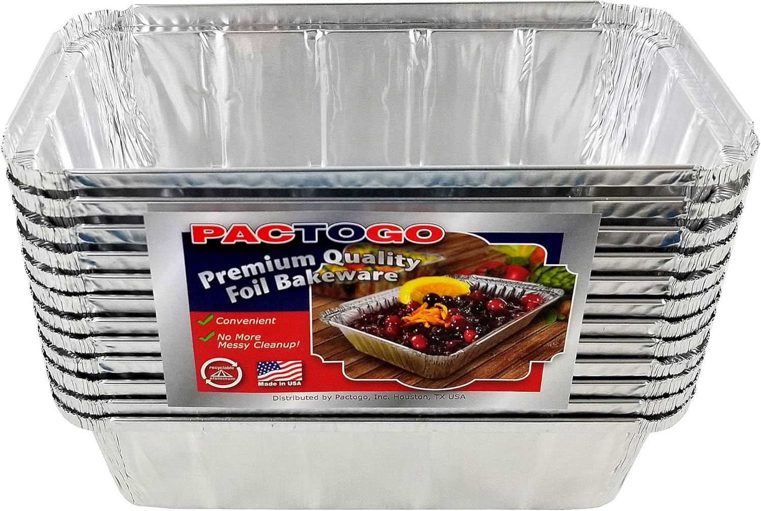 PACTOGO 2 lb. Aluminum Foil Loaf/Bread Pan Tins w/Clear Dome Lid (Pack of 500 Sets)