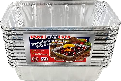 Miniatura 8 de PACTOGO Moldes de papel de aluminio de 2 libras para panpan con tapa de cúpula transparente (paquete de 100 juegos)