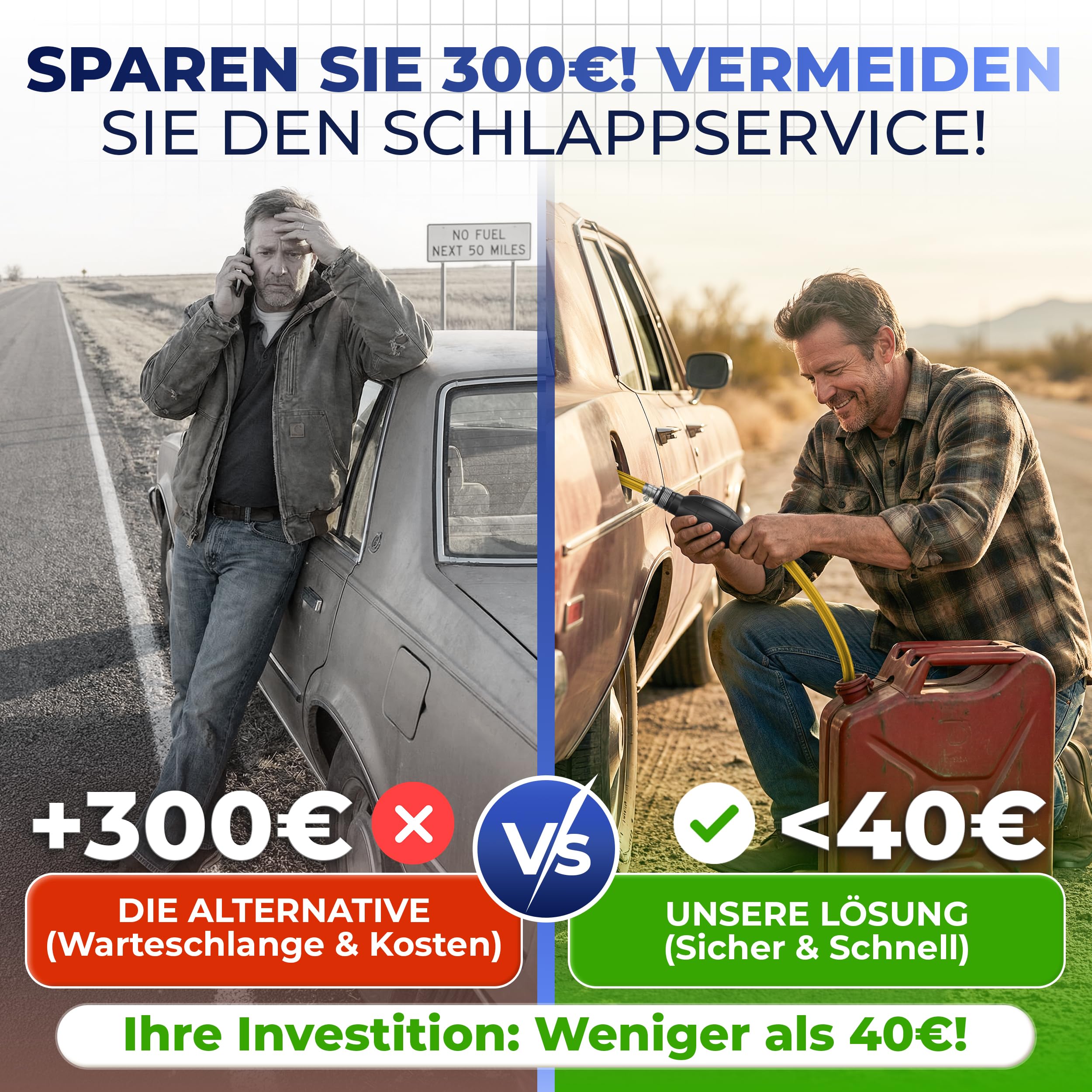 XL Handpumpe Umfüllpumpe 2 Meter Schlauch – Tragbare Ölabsaugpumpe & Kraftstoffpumpe mit Flüssigkeitsregler & Stöpsel – Schlauchpumpe für Wasser Benzin Diesel Öl – Inkl. Aufbewahrungstasche