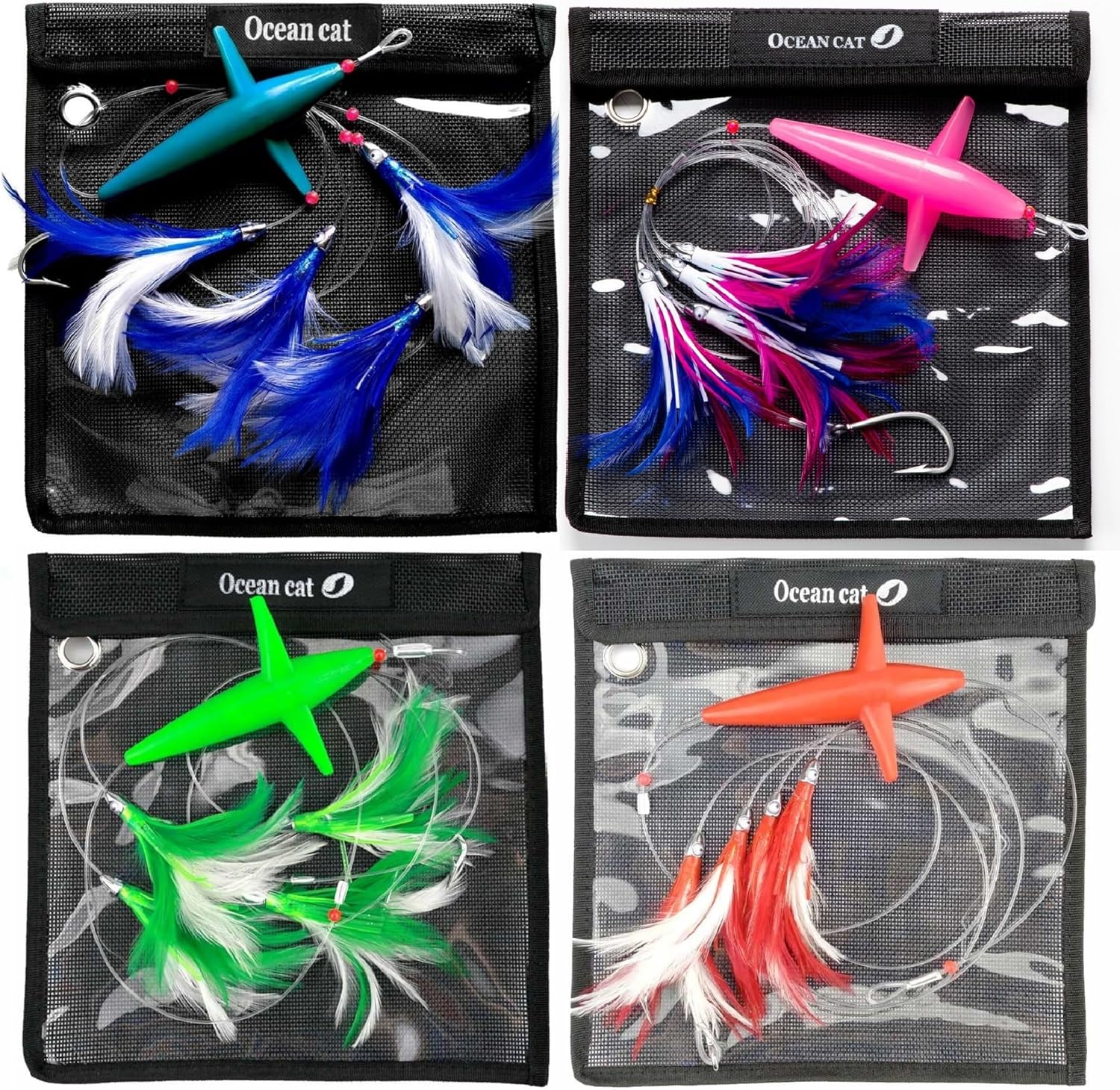 OCEAN CAT Trolling Fishing Lures Bird Teaser for Fishing with Rigged Hook 7/0 for Mahi, Tuna, Wahoo and More
