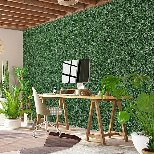 Miniatura 7 de Panel de pared de césped, 10 paneles de pared verdes artificiales de 10 x 10 pulgadas, pared de fondo verde, pantalla de cobertura de privacidad