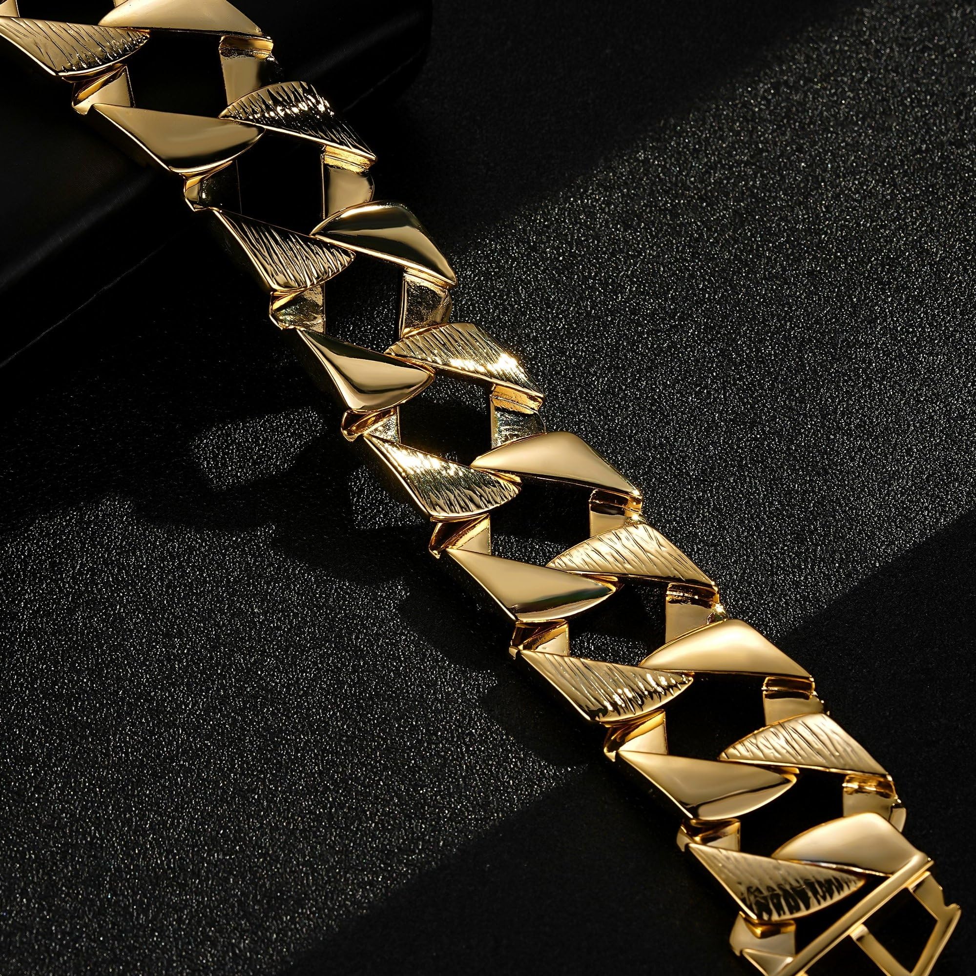 THE BLING KING Pulsera cubana de oro de 27 mm para hombre, 120 g, peso pesado, 9 pulgadas, chapado en oro PVD, pulsera gruesa para hombre