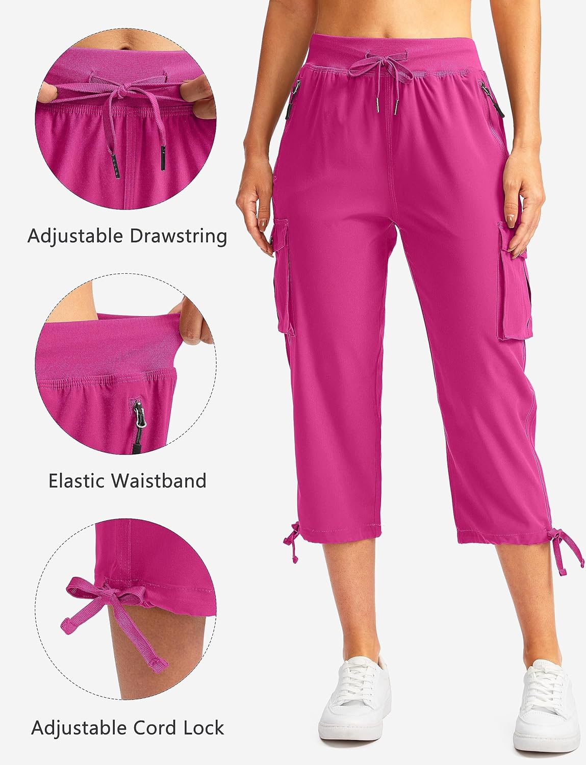 Soothfeel Women's Cargo Capris Pants with 6 Pockets Lightweight Quick Dry Travel Hiking Summer Pants for Women Casual - Image 3