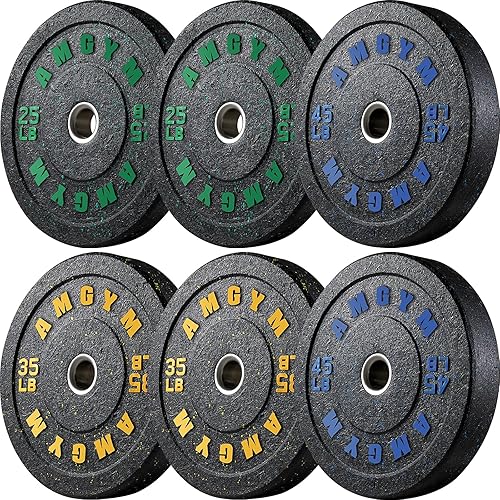 Miniatura 67 de Discos de peso olímpicos de 2 pulgadas y caucho para barras, discos para gimnasio en casa, entrenamiento de fuerza y levantamiento de pesas, 10 a