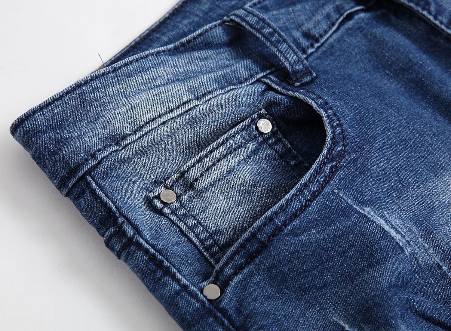 Men's Skinny Fit Ripped Destroyed Fashion Comfy Stretch Jeans Pants