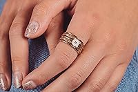 Vista 5 de Melanie Golden Jewelry Initial Stacking Rings Set Of 5 In Gold, Silver, Or Rose Gold Personalized Custom Letter Monogram Stackable Family Ring