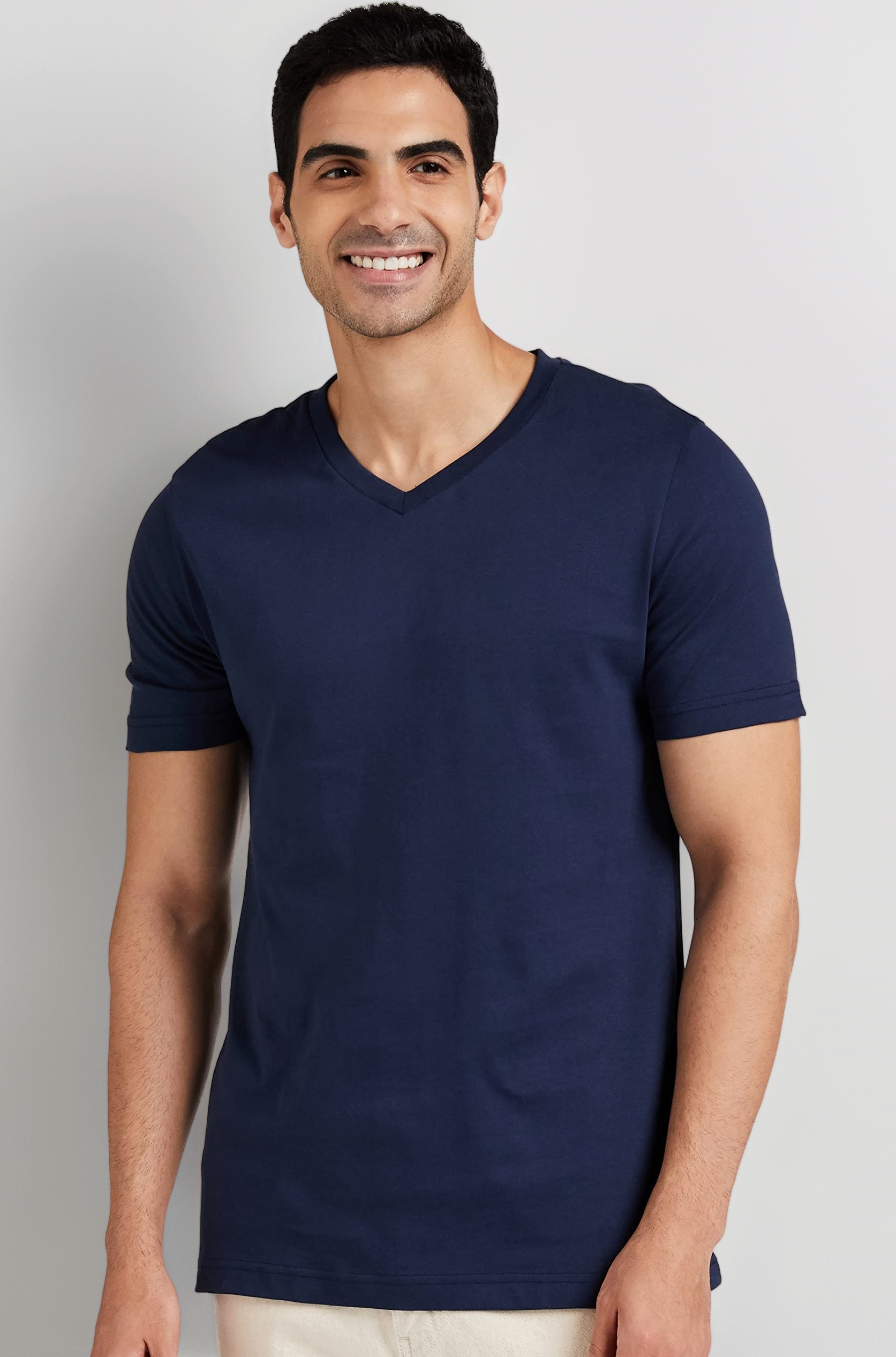Men's Solid Cotton T Shirt | V Neck | Half Sleeve | Plain-Regular Fit (Available in Plus Sizes)