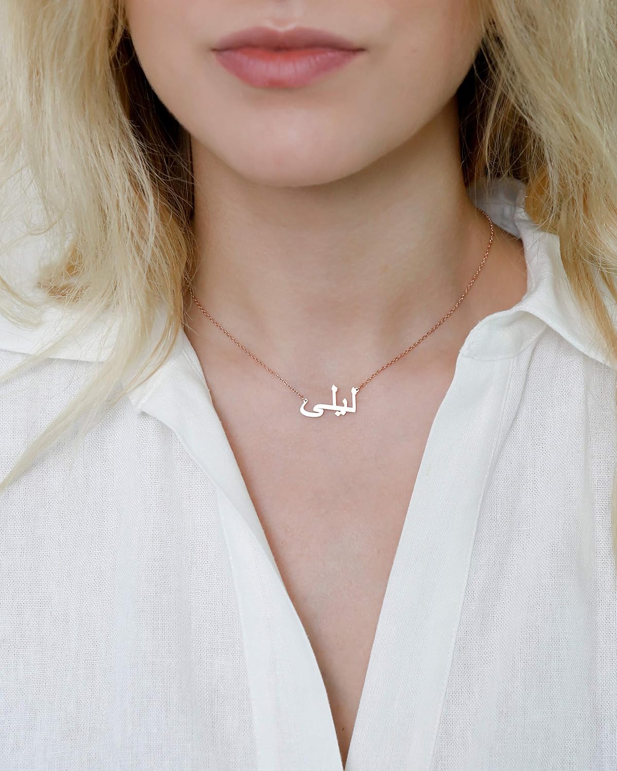 CAITLYNMINIMALIST 18K Gold Plated Sterling Silver Custom Arabic Name Islamic Calligraphy Necklace Gift For Women