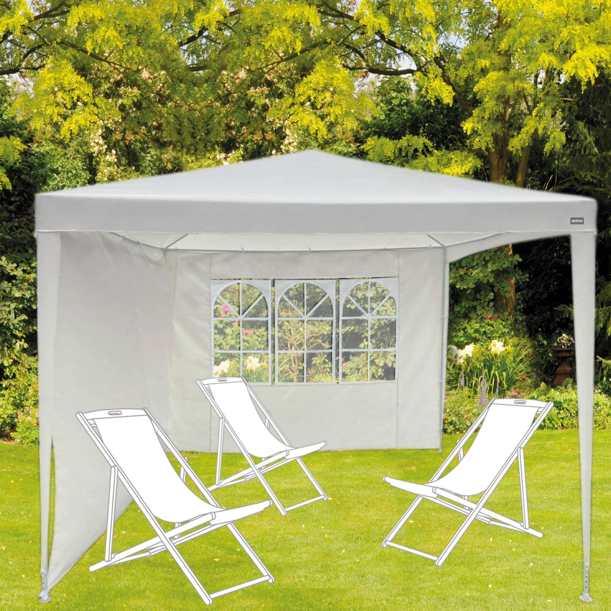 Aktive 61049 - Tonnelle de Jardin - Tente d'extérieur - 270 x 270 x 255 cm - Montage Facile - Tonnelle de Jardin