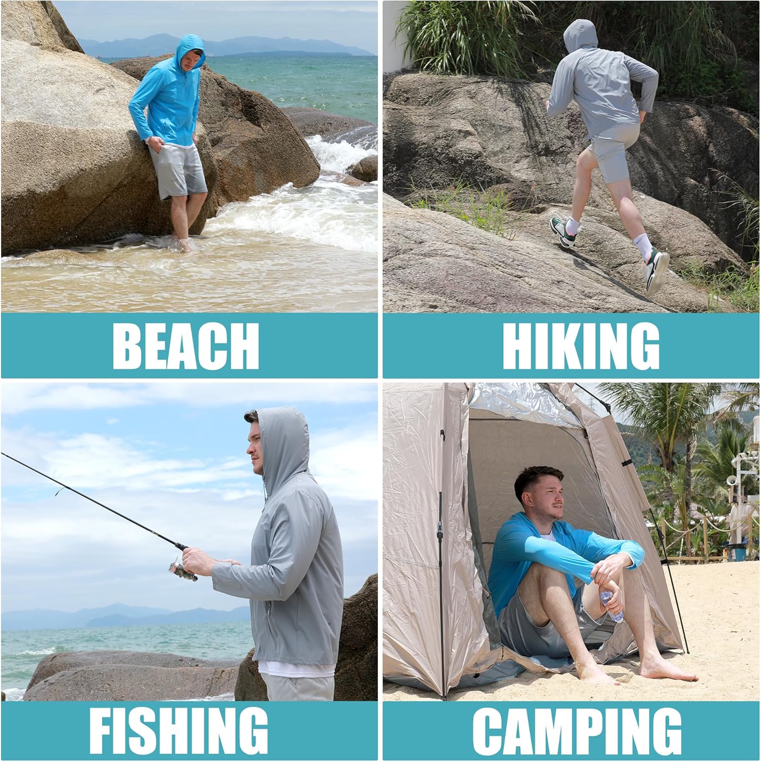 Men's UPF 50+ Sun Protection Shirts Jacket, Lightweight Full Zip Hoodie Long Sleeve Shirt for Fishing Hiking Running - Image 7