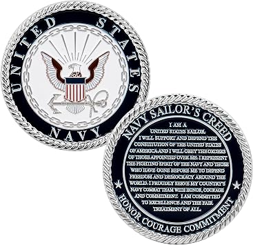 US Navy Sailors Creed Challenge Coin - Honoring Navy Service with Pride | Disabled Veteran Owned Business | Navy Sailors Creed Coin