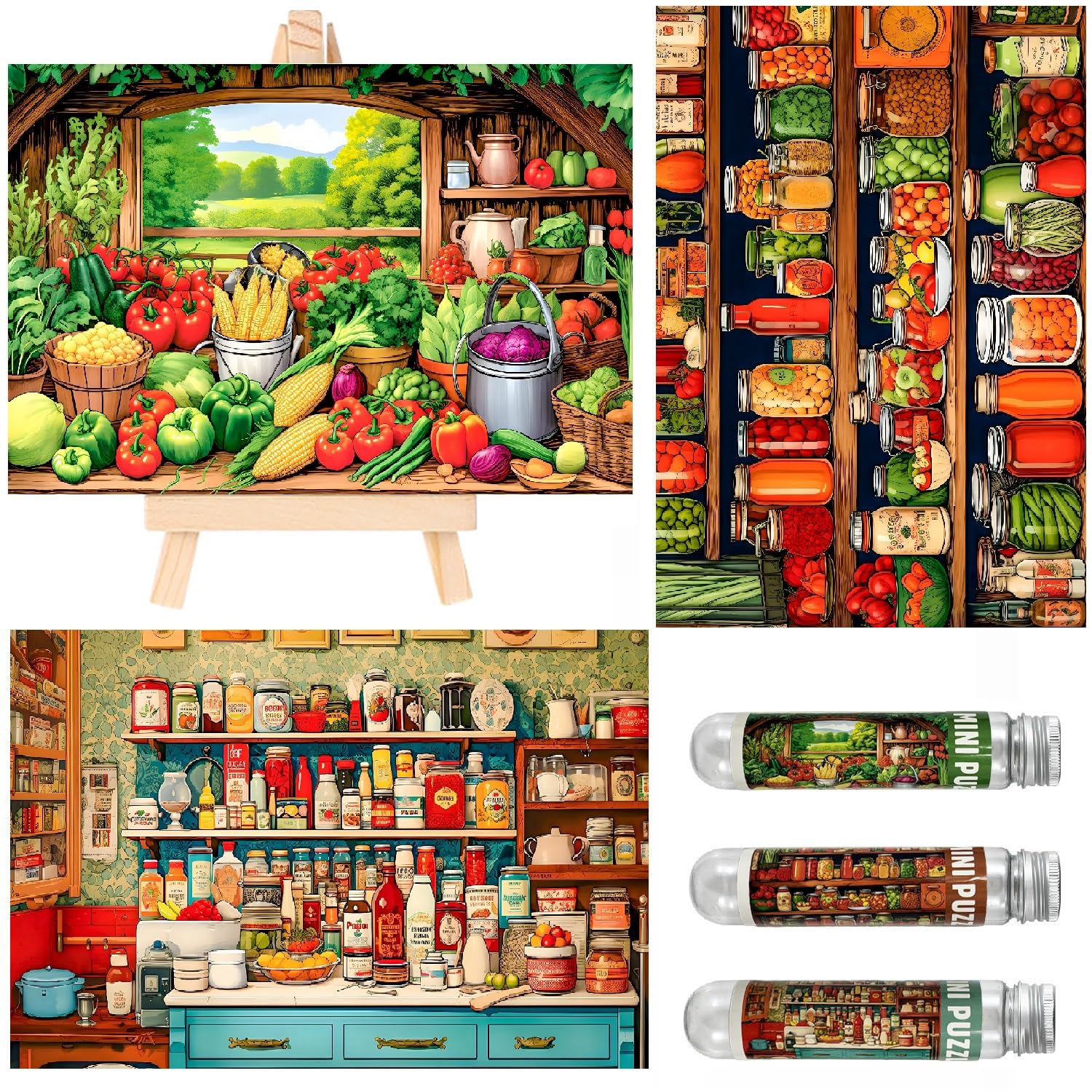 Small Jigsaw Puzzles for Adults 150 Pieces Vintage Illustration Mini Jigsaw Puzzles Oil Painting Challenging Mini Puzzles Tiny Jigsaw Puzzles 6 x 4 Inches, 3 Pcs,Mini Easel Included
