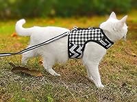 Vista 3 de Arnés de gato con correa, ajustable para gatos, chaleco acolchado para gatos, Black Plaid