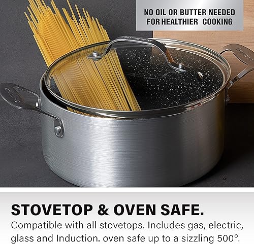 Miniatura 5 de Granitestone Olla antiadherente de 5 cuartos de galón, color plateado