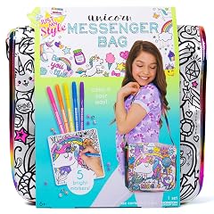 Just My Style Color Your Own Unicorn Personalized Doodle Messenger Bag with Adjustable Strap Great for School Errands