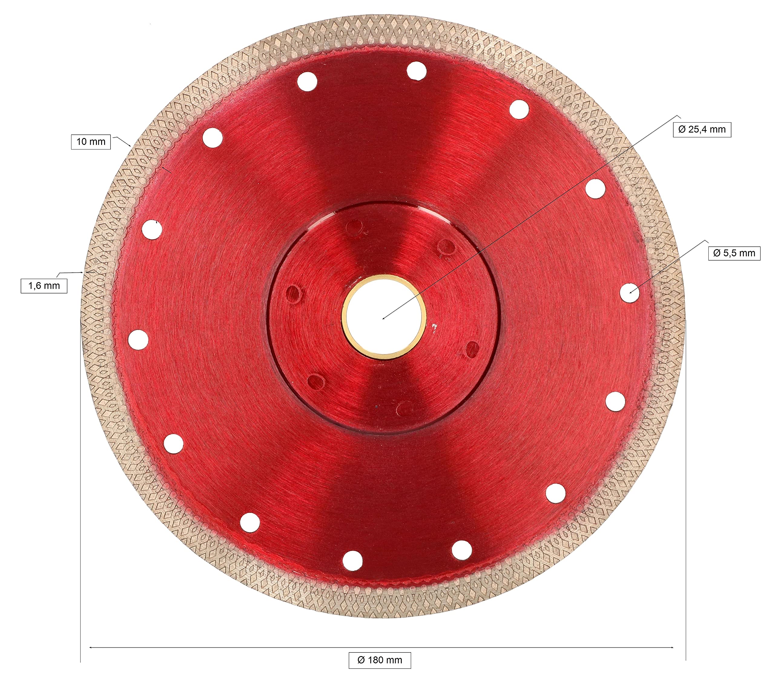 KOTARBAU® Disco de Corte de Diamante Premium 180 mm, Corte en seco y húmedo, Disco de Corte para gres, cerámica, Azulejos, Piedra, Disco de Corte para Amoladora Angular, Disco con patrón Trenzado