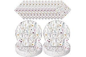 Whaline Floral Party Supplies Kit Serves 50 Wildflower Paper Plates and Napkins...