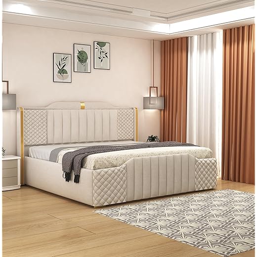 Modern Upholstered King Bed with Storage 6.5 x 6 Ft