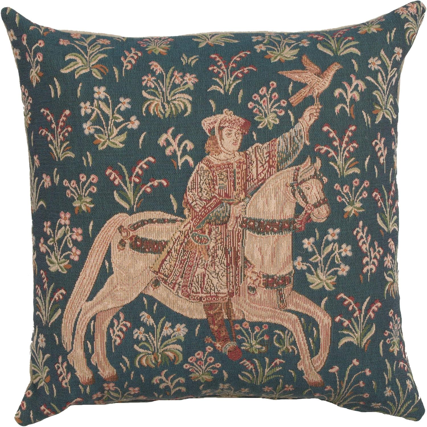 The Rider 1 French Tapestry Cushion - 19 in. x 19 in. Cotton by Charlotte Home Furnishings