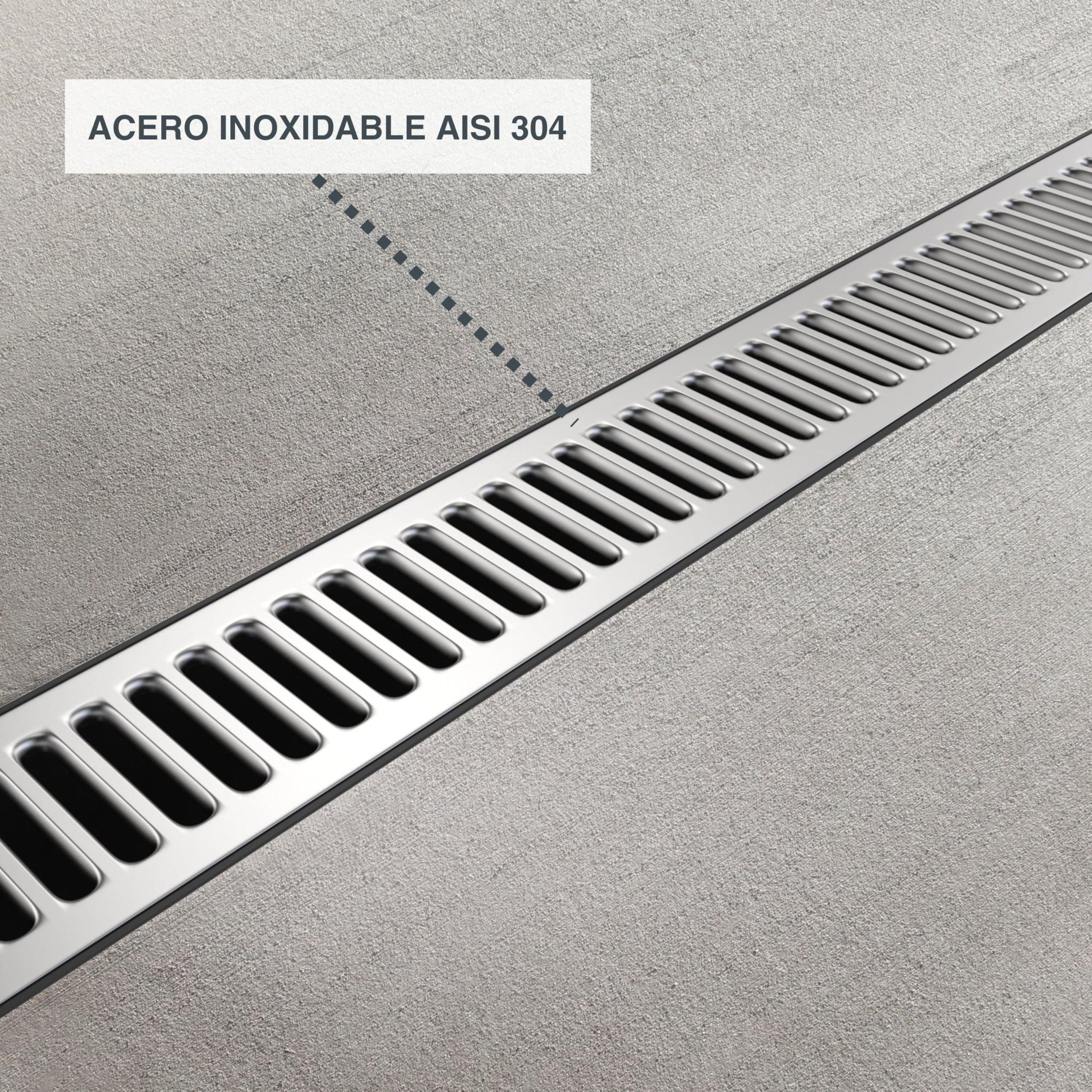 VODALAND - Canaleta de Drenaje Easy 1 con Rejilla de Acero INOXIDABLE - Kit de 5 Metros | Drenaje Eficiente y Estético para Jardines, Terrazas y Áreas Exteriores | Solución Perfecta para tu Espacio