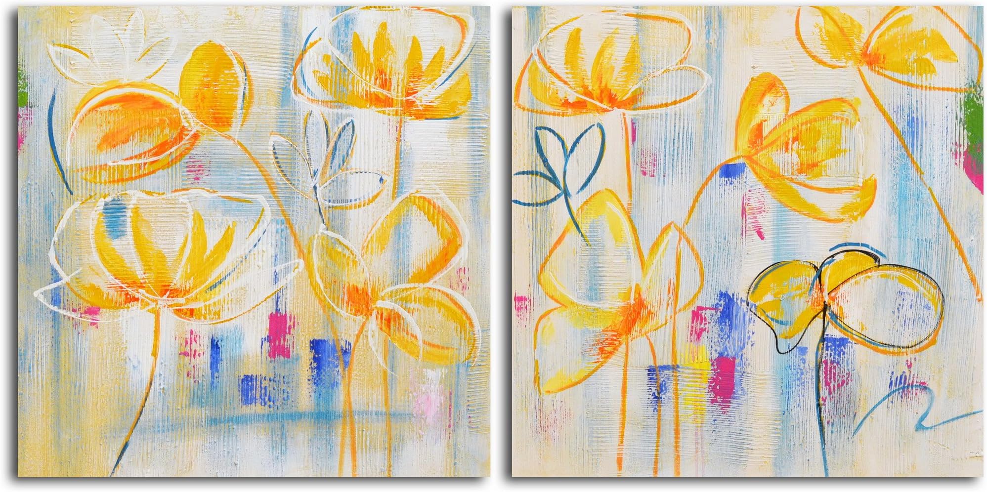 2-Piece Hand Painted Sunflower Supreme Canvas Set