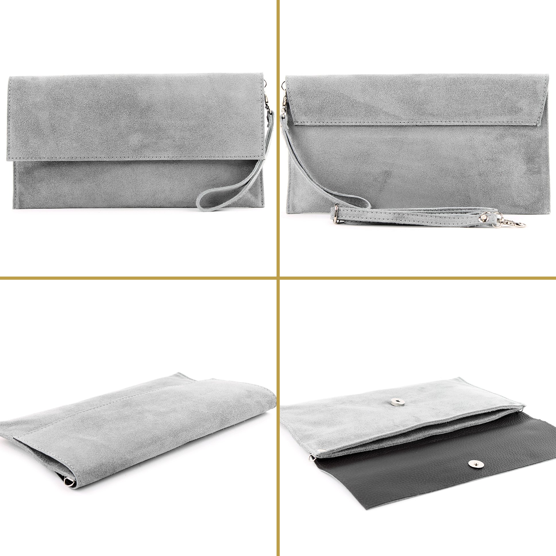 modamoda de- ital. Borsa in pelle Clutch Underarm Bag Borsa da sera in pelle metallizzata M106-151