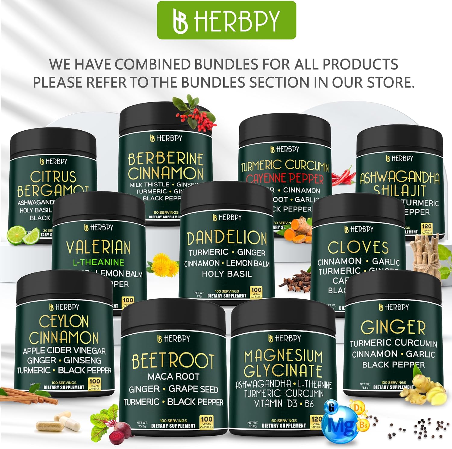 Herbpy Bundle 5in1 Ginger Supplement & 6in1 Citrus Bergamot Supplement
