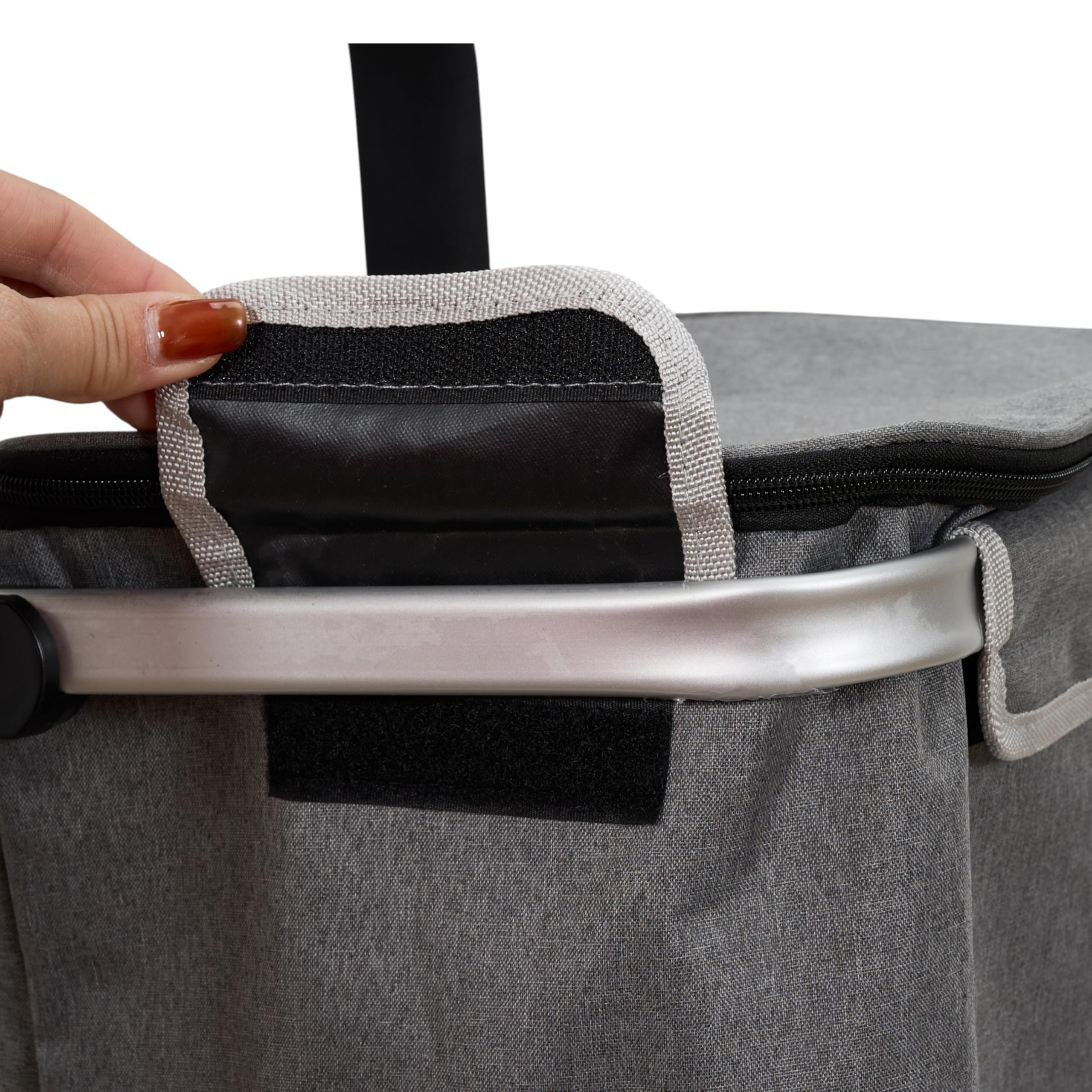 Sh8541 - Chariot Aluminium Léger avec 2 Compartiments pour Courses - Idéal pour Conserver Vos Aliments au Frais - Roues Robustes - Poignée Ergonomique - Gris - Taille M