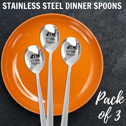 Miniatura 3 de I'm fccking - Cuchara de acero inoxidable con diseño de unicornio divertido y mágico para amantes del unicornio, paquete de 3