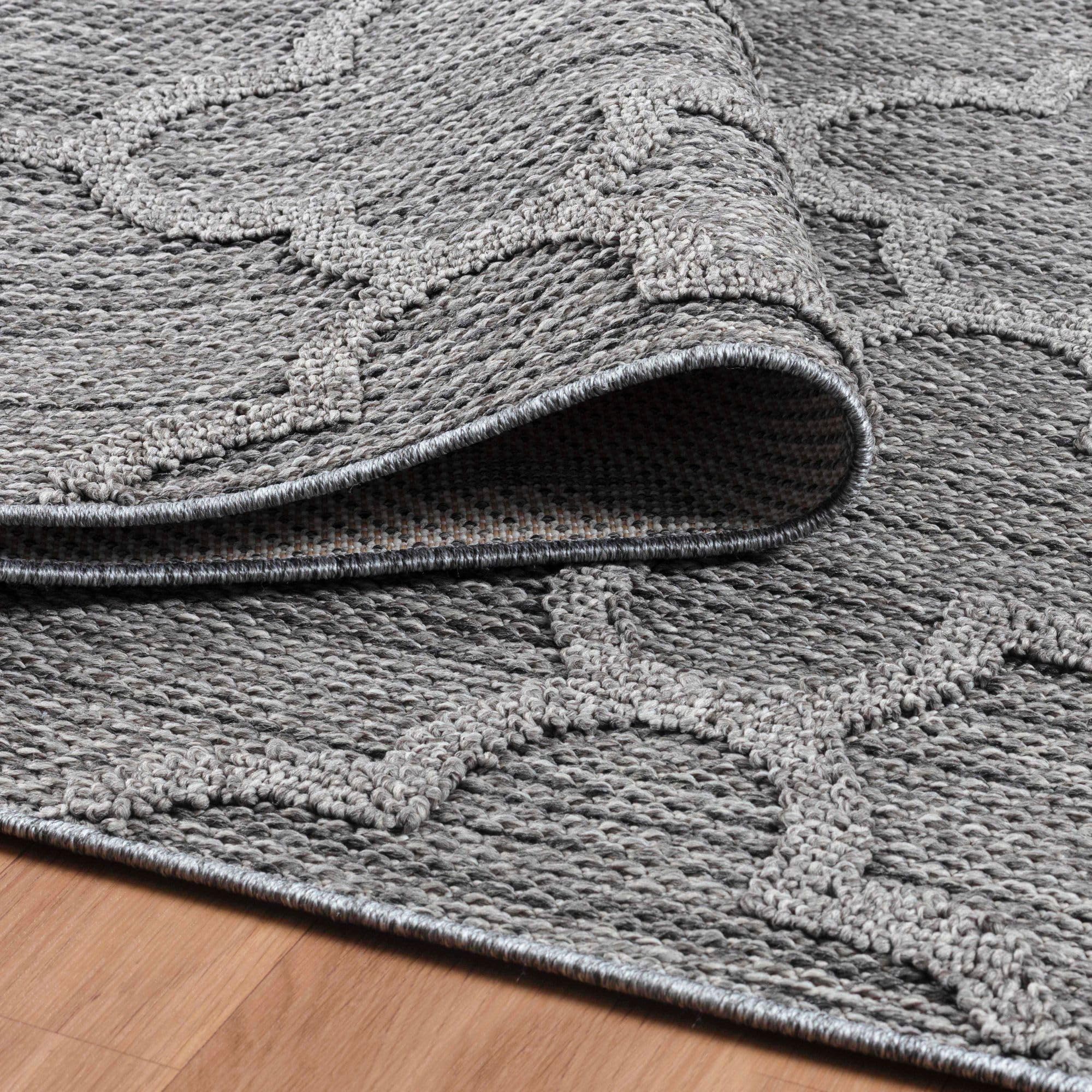Carpetsale24 In & Outdoor Bouclé Teppich Läufer wetterfest Grau 80x250 cm Skandinavisches Design 3D Hoch Tief Effekt ideal für Flur Balkon oder Terrasse