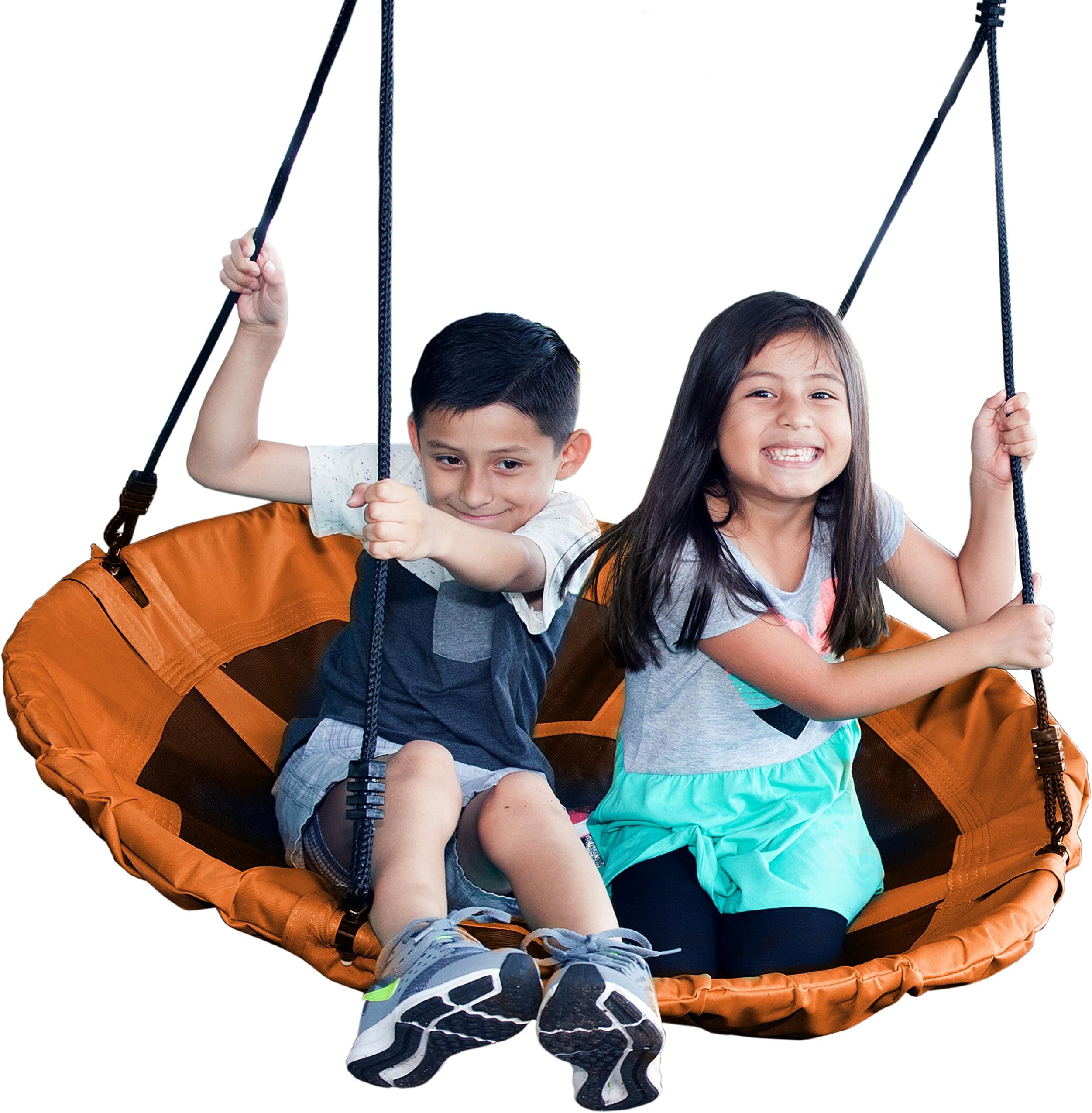 Giant 40" Original Saucer Tree Swing by JUMP FROG USA, Holds 400 lbs, Quality Weather Resistant Fabric, Easy to Assemble with Step by Step Directions, Year Round Outdoor Fun, Pick Your Color (Orange)