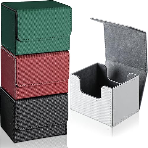 Yookeer 4 cajas de cuero para cartas, caja de juego de cartas para coleccionar, compatible con MTG Commander (negro, blanco, rojo, verde,